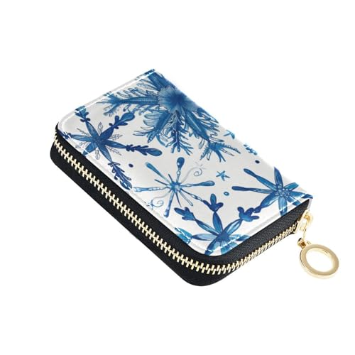 siphylline Ocean Beach Ocean Style Schneeflocken Leder Rdfi Kreditkartenetui Damen mit 9 Kartenschlitzen, RFID-blockierend, kleines Kreditkartenetui mit Reißverschluss von siphylline
