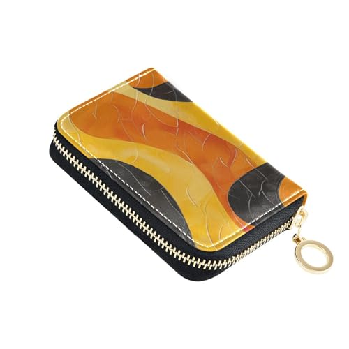 siphylline Orangefarbenes nahtloses Kartenetui aus Leder mit RFID-blockierendem Kreditkartenbuch mit Reißverschluss von siphylline