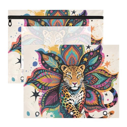 siphylline Ordner-Aufbewahrungstasche mit 3 Löchern, für A4-Papier, Briefe, 2 Stück, Studenten, Büro, Boho, Mandala, Blumen, Leopardenmuster, bunt siphylline Ordner-Aufbewahrungstasche mit 3 Löchern, für A4-Papier, Briefe, 2 Stück, Studenten, Büro, Boho, Mandala, Blumen, Leopardenmuster, bunt von siphylline