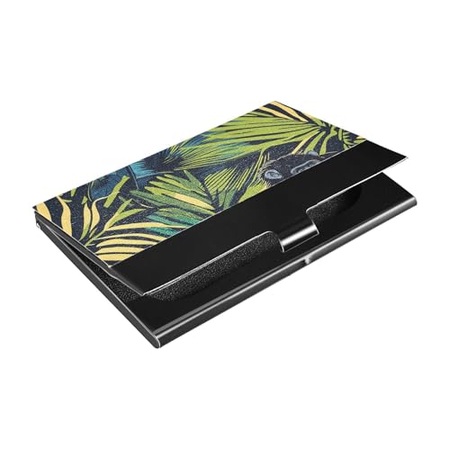 siphylline Palm Tree Monkey Slim Kartenhalter für Visitenkarten mit Kreditkartenetui aus Leder und Edelstahl für Geschäftstreffen von siphylline