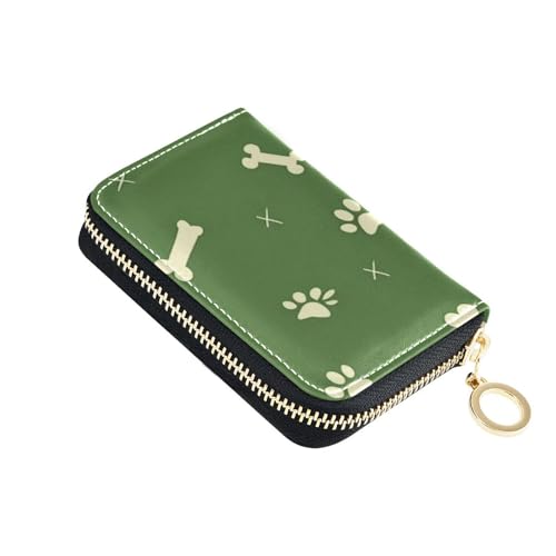 siphylline Paw Prints Kreditkartenetui aus Leder für Damen mit 9 Kartenfächern, RFID-blockierend, Kreditkartenetui für Herren mit Reißverschluss von siphylline