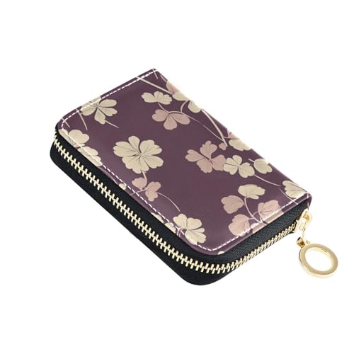 siphylline Purple Clovers Damen Kartenetui aus Leder mit 2 Geldfächern, RFID-blockierend, mit Reißverschluss siphylline Purple Clovers Damen Kartenetui aus Leder mit 2 Geldfächern, RFID-blockierend, mit Reißverschluss von siphylline