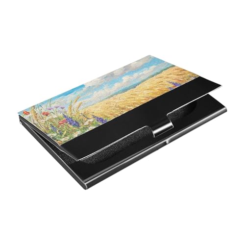 siphylline Quiet Countryside Ultradünner Visitenkartenhalter mit Leder und Edelstahl-Kartenhalter für Damen oder Herren von siphylline