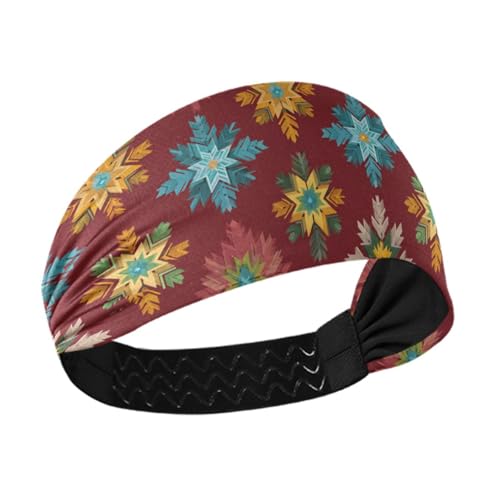 siphylline Retro-Stirnbänder mit roten Schneeflocken, feuchtigkeitsableitend, modisch, für Damen, dehnbarer Kopf für Damen, für Fitnessstudio, Sport, täglichen Gebrauch, Fußball von siphylline