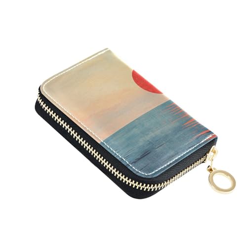 siphylline Retro Sunrise Leder-RDFI-Kreditkartenetui für Damen, mit 9 Kartenfächern, RFID-blockierend, Kreditkartenetui für Herren, mit Reißverschluss von siphylline