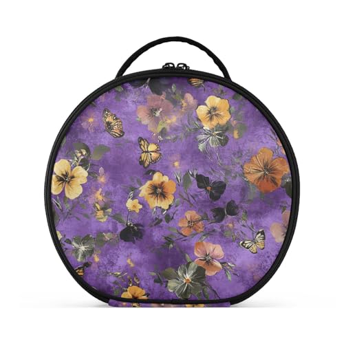 siphylline Rustikale Make-up-Tasche mit Fächern und Griff, wasserdichte Kosmetiktasche für Damen, mit verstellbaren Trennwänden, 27,9 cm, Violett von siphylline