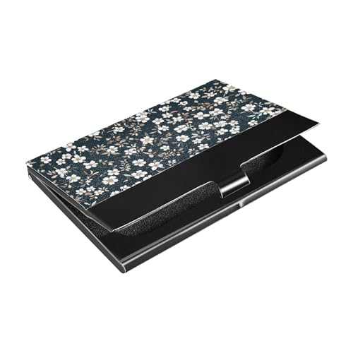 siphylline Schlankes Visitenkartenetui mit Blumenmuster und Leder- und Edelstahletui mit Kartenhalter zum Schutz Ihrer Karten von siphylline
