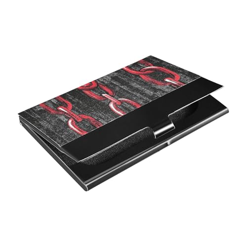 siphylline Schwarz-rote Kette Gothic ultradünnes Visitenkartenetui mit Leder- und Edelstahl-Kartenetui zum Schutz Ihrer Karten von siphylline