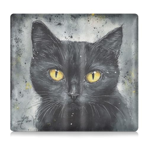 siphylline Schwarze Katze, PU-Leder, Auto-Registrierungs- und Versicherungskartenhalter, perfekte Auto-Essentials Geldbörse für jedes Auto, LKW, Motorrad, Anhänger oder Boot von siphylline