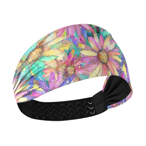 siphylline Shining Jewelry rutschfestes Sport-Stirnband mit Gänseblümchen-Motiv, dehnbare Haarbänder für Workouts Waschen Gesicht Wandern Fußball von siphylline