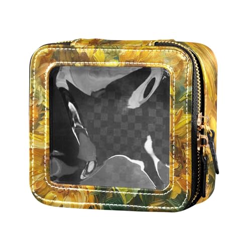 siphylline Süße Reise-Make-up-Tasche, Motiv: Sonnenblumen, transparent, Reisetaschen für Toilettenartikel, kleine Kosmetiktasche für Geldbörse zum Fliegen, Sonnenblumen, 1 size von siphylline