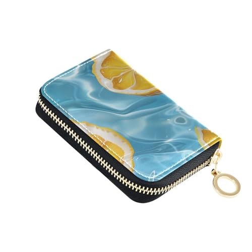 siphylline Summer Lemon Leder-Kartenetui mit RFID-blockierendem Kreditkartenetui mit Reißverschluss von siphylline