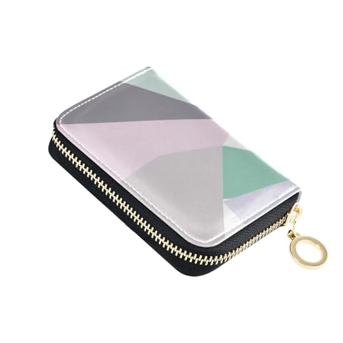 siphylline The Soft Geometic Of Mint Green Herren-Geldbörse aus Leder mit 9 Kartenfächern, RFID-blockierendem Kreditkartenetui für Herren, mit Reißverschluss von siphylline