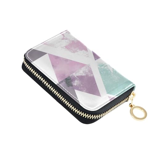 siphylline The Soft Geometic Of Mint Green Kreditkartenetui aus Leder mit 9 Kartenfächern, RFID-blockierend, Damen-Kartenetui mit Reißverschluss von siphylline