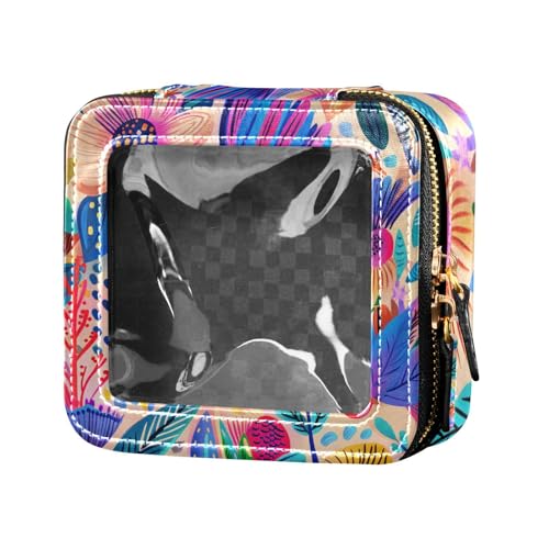 siphylline Transparente Make-up-Tasche mit lebendigen Blumen-Illustrationen, Reisetaschen für Toilettenartikel, Kosmetiktasche, Organizer für Reisen, Lebendige Blumen-Illustration, 1 size von siphylline