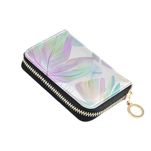 siphylline Tropical Leaf Leder Damen Kartenhalter Portemonnaie mit Cion Geldbörse RFID Blockierung Herren Kartenhalter mit Reißverschluss von siphylline