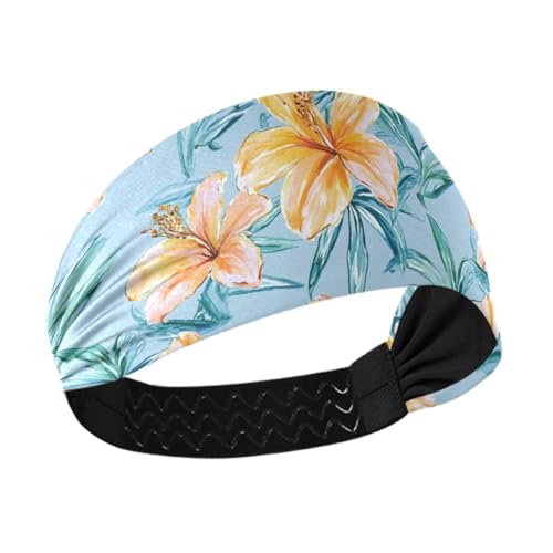 siphylline Tropische Sommerblumen, rutschfest? Stoff-Stirnbänder für Damen, elastischer Kopf für Yoga, Tennis, Wandern, Make-up von siphylline