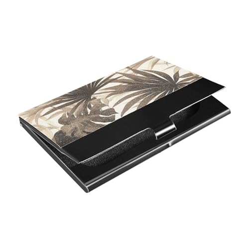 siphylline Ultradünne Visitenkartenhalter mit tropischen grauen Blättern und Leder und Edelstahl, kleiner Kartenhalter zum Schutz Ihrer Karten von siphylline