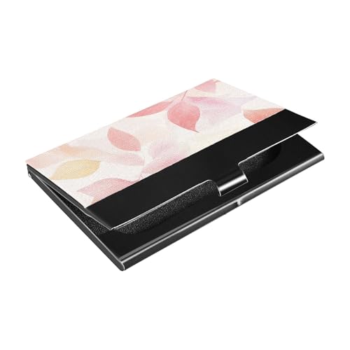 siphylline Ultradünner Visitenkartenhalter mit Aquarell-Kunstblättern, mit Leder- und Edelstahl-Kartenhalter, modern zum Schutz Ihrer Karten von siphylline