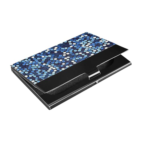 siphylline Ultradünner Visitenkartenhalter mit Pailletten in Mitternachtsform mit Leder und Edelstahl, kleiner Kartenhalter für Reisen, Zuhause oder Büro von siphylline