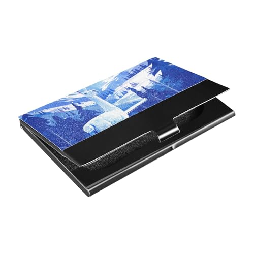 siphylline Ultradünner kleiner Visitenkartenhalter mit Kartenhalter aus Leder und Edelstahl, Grün Indigoblau zum Schutz Ihrer Karten von siphylline