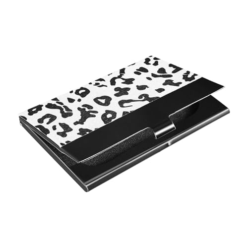 siphylline Ultradünner kleiner Visitenkartenhalter mit Leder- und Edelstahletui mit Kartenhalter für Reisen, Zuhause oder Büro, Schwarz / Weiß von siphylline
