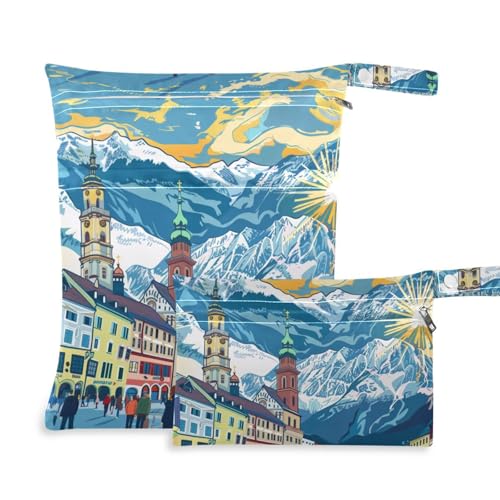 siphylline Unordentliche Badeanzug-Tasche, 2er-Pack, Reiseutensilien für Babys mit Griffen zum Baden, Baby-Windeln. Ein lebendiger Markt von siphylline
