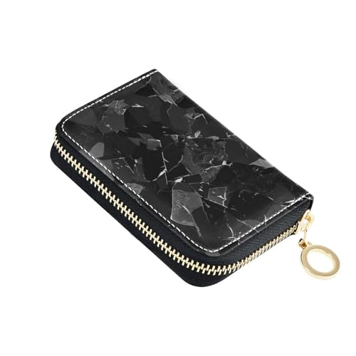 siphylline Unregelmäßige Kreditkartenetui aus Leder für Herren, mit 2 Geldfächern, RFID-blockierend, Kreditkartenetui für Damen mit Reißverschluss von siphylline