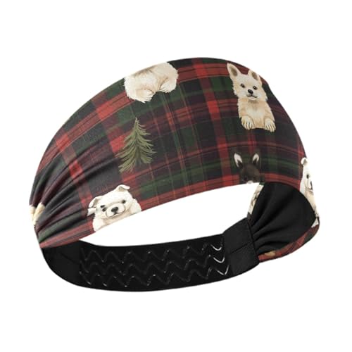 siphylline Weihnachts-Stirnbänder mit niedlichem Hundemuster, feuchtigkeitsableitend, weich, dehnbar, für Damen, für Yoga, Fußball, Wandern, Yoga von siphylline