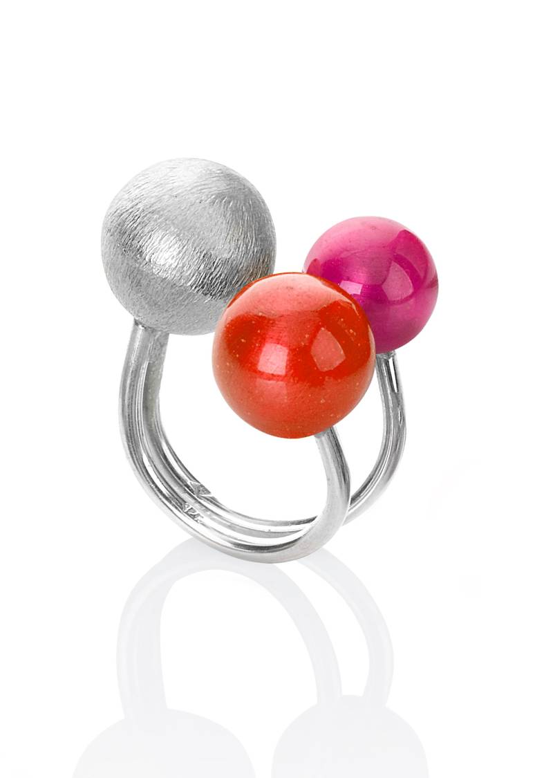 Ring „Electric Blue & Black" Aus Sterlingsilber, Mit Zwei Abnehmbaren Kugeln von siporaaguia