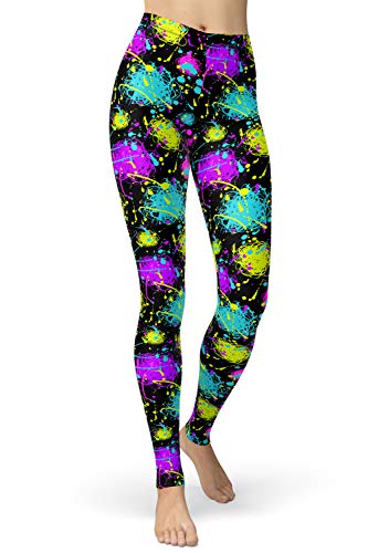 sissycos 80er Leggings Damen Bunt Print Leggings Oil Painting Graffiti Yoga Strumpfhosen Sporthose Leggins Lang XXL Tie Dye Leggings 80er Jahre von sissycos