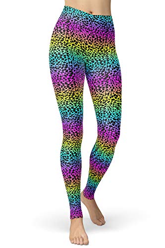 sissycos Damen Tier Muster Leggings, Leoporden Bunte Leggins Sexy, Oil Painting Sanft Hohe Taille Strumpfhose Lang（Leopardenmuster,L-XXL von sissycos