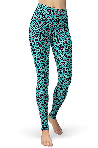 sissycos Damen Leopardenmuster Leggings Hohe Taille, Sanft Elastisch Jogginghose Strumpfhosen Lang(grüne Leopard,XL) von sissycos