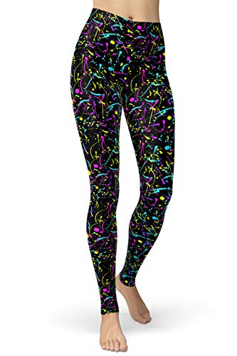 sissycos Damen 80er Artistic Leggings, Bunte Print Sanft Hohe Taille Lang Regular und Plus Size(Bunte Leggings,L) von sissycos