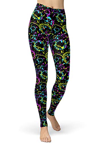 sissycos Damen 80er Artistic Leggings, Bunte Print Sanft Hohe Taille Lang Regular und Plus Size(Tie Dye Leggings Circle,XL) von sissycos