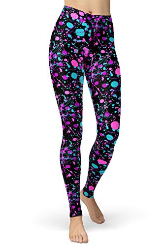 sissycos Damen 80er Artistic Leggings, Bunte Print Sanft Hohe Taille Lang Regular und Plus Size(Tie Dye Leggings-lila,XL) von sissycos