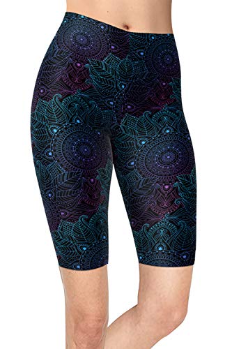 sissycos Damen 80ers Splash Printed Biker Shorts Bunt Kurze Leggings Soft Hose (L-XXL, Vintage Muster) von sissycos