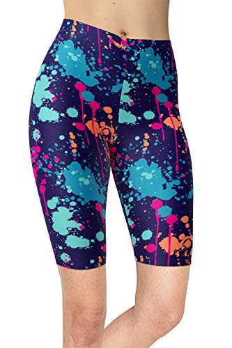 sissycos Damen 80ers Splash Printed Biker Shorts Bunt Kurze Leggings Soft Hose (S-L, Ocean Tie Dye) von sissycos