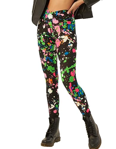 sissycos Halloween Leggings für Damen，80er Bunte Leggings, 3D Druck Bunte Leggings Damen, Halloween Bunte Leggings 90er Neon Leggings Damen Drucke Freizeithosen,Leggings für Party von sissycos