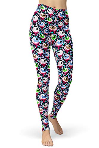 sissycos Damen Halloween Augapfel 3D Druck Leggins Yoga Tights Fitness Joggen Sporthose(L-XXL) von sissycos