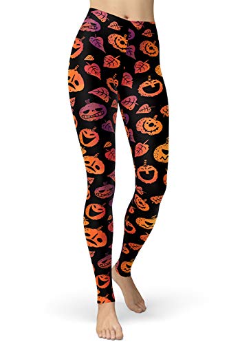 sissycos Damen Halloween Geister Kürbis 3D Druck Leggins Yoga Tights Fitness Joggen Sporthose(S-L) von sissycos