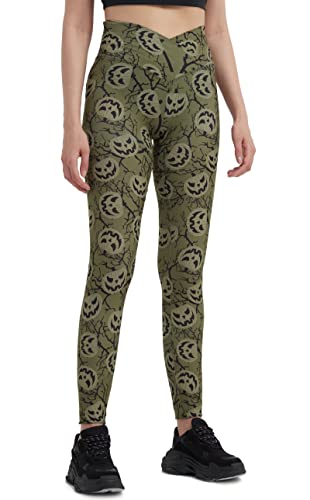 sissycos Damen Halloween Leggings Bedruckte Bunte Horror Skinny Soft Stretch Lang Hose(Böser Kürbis,L) von sissycos