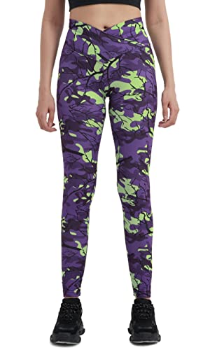 sissycos Damen Halloween Leggings Bedruckte Bunte Horror Skinny Soft Stretch Lang Hose(Violett getarnt,L) von sissycos