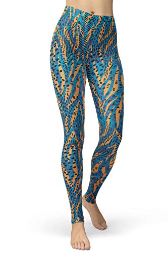 sissycos Damen Leopardenmuster Leggings Hohe Taille, Sanft Elastisch Jogginghose Strumpfhosen Lang(Blaues Nerzmuster,S) von sissycos