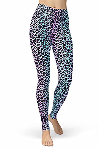 sissycos Damen Leopardenmuster Leggings Hohe Taille, Sanft Elastisch Jogginghose Strumpfhosen Lang(Bunter Leopard,L) von sissycos