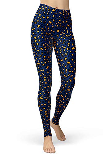 sissycos Damen Leopardenmuster Leggings Hohe Taille, Sanft Elastisch Jogginghose Strumpfhosen Lang(Dunkelblauer Leopardenmuster,S) von sissycos