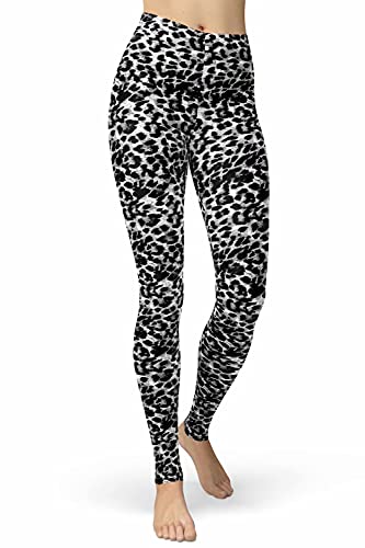 sissycos Damen Leopardenmuster Leggings Hohe Taille, Sanft Elastisch Jogginghose Strumpfhosen Lang(Leopard Leggings schwarz,XL) von sissycos