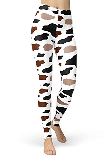 sissycos Damen Leopardenmuster Leggings Hohe Taille, Sanft Elastisch Jogginghose Strumpfhosen Lang(Leopardenmuster auf Weiß,M) von sissycos