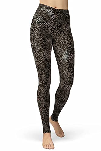 sissycos Damen Leopardenmuster Leggings Hohe Taille, Sanft Elastisch Jogginghose Strumpfhosen Lang(Tier Leggings dunkelgrau,XL) von sissycos