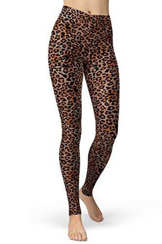 sissycos Damen Leopardenmuster Leggings Hohe Taille, Sanft Elastisch Jogginghose Strumpfhosen Lang(Vintage Leopardenmuster,L) von sissycos